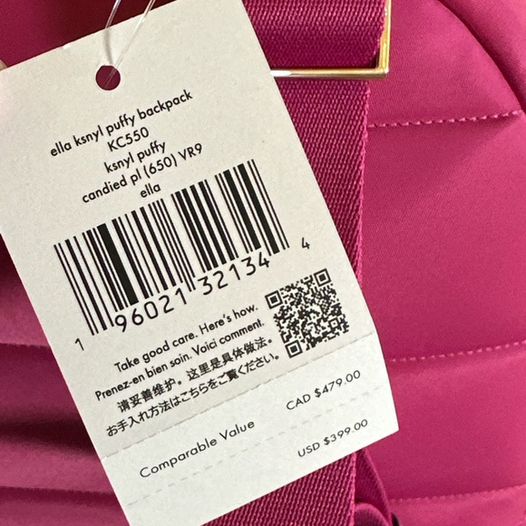 Kate Spade New York Ella puffy backpack candied pink NWT Authentic - Picture 6 of 9